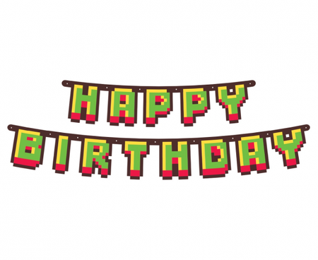 Paper Garland Happy Birthday Game On, 160 cm