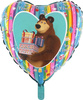 Foil Balloon Masha and the Bear with gifts - 46 cm Grabo Heart