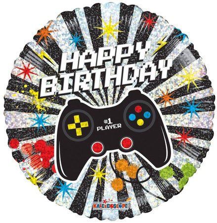 Balon foliowy Happy Birthday Gamer Kontroler, 46 cm