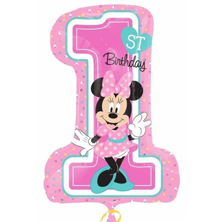 Number 1 on the foil balloon roczek Pink 71 cm - Minnie