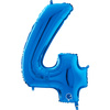 Folienballon Nummer 4 Blau, 66 cm Grabo