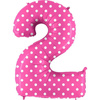 The foil balloon number 2 pink dotted - 102 cm Grabo