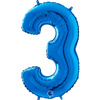 Foil Balloon Number 3 Blue, 66 cm Grabo