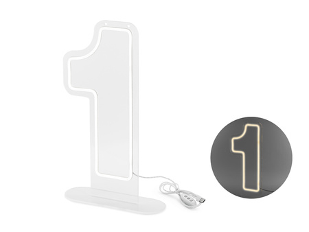 LED Neon Sign - Number „1”, White