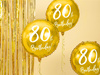 Foil balloon 80th Birthday, gold, 45 cm diameter