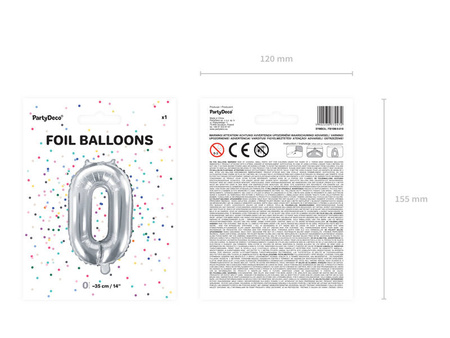 Foil balloon Digit 6, 35cm, silver