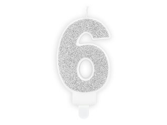 6 digit birthday candle, silver