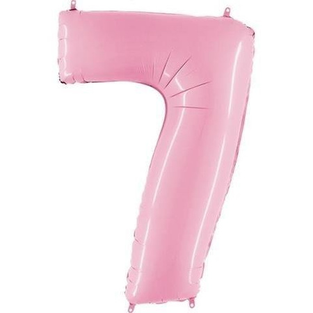 Foil balloon digit 7, powder pink, 102cm Grabo