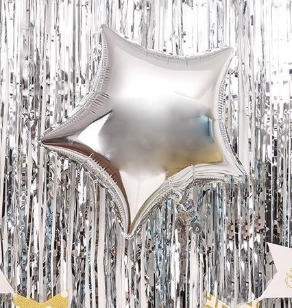 Party curtain, metallic silver, 90 x 250cm