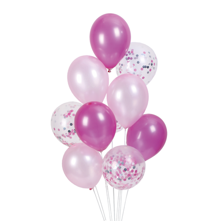 Ein Satz Rosa Ballons mit Konfetti-Mix, 30 cm, 10 Stk.