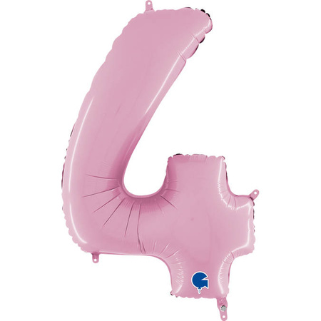 Balon Foliowy Cyfra 4 Różowa Pastel Pink, 66 cm Grabo
