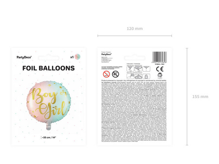 Foil balloon Boy or Girl, 35cm