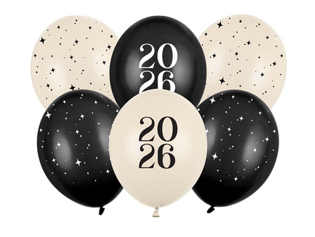 Balony Strong Happy New Year 2026 Pastel Mix 30cm 6 szt