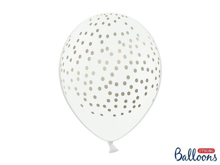 Latex balloons White dots in Golden, 30 cm (1 op. / 6 pcs.)