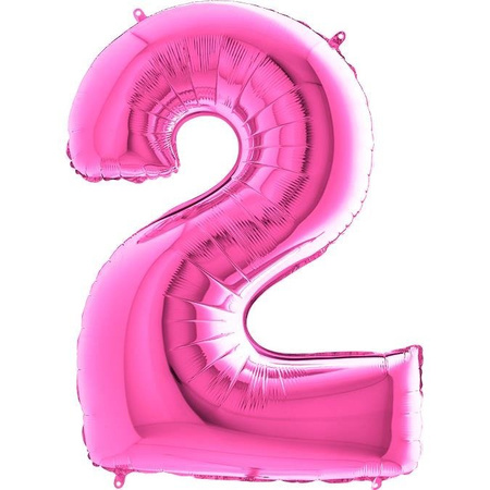 The foil balloon number 2 Fuchsia Purple - 102 cm Grabo