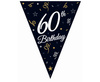 Paper garland, flags, black bunting, 60th birthday, 270 cm