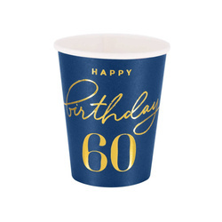 Happy Birthday 60 Becher, marineblau 220ml 6St.