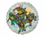 Foil Round Balloon – Ninja Turtles, 18" / 46 cm – Flexmetal