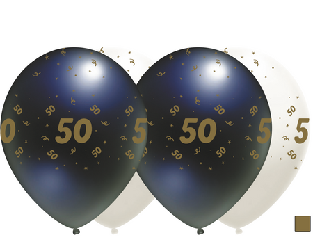 Schwarze Latexballons mit "50", 30cm, 10 Stk.