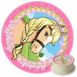 Rosa Pony Tortenaufleger rund 20 cm premium, vegan, glutenfrei, zugeschnitten