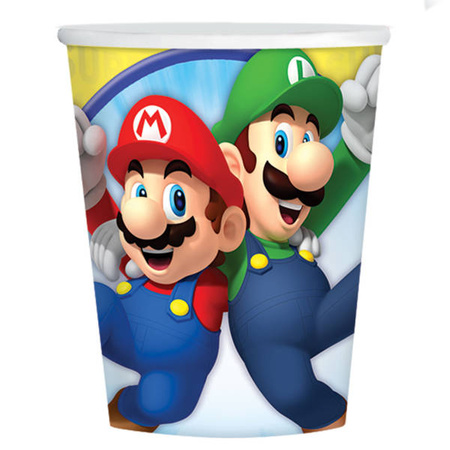 Kubeczki urodzinowe Super Mario, 250 ml, 8 szt. 