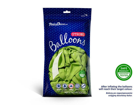 Balony lateksowe Strong, Limonkowe, Pastel Lime Green, 30cm, 10 szt.