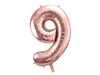 Foil balloon digit '9', 86cm, pink gold