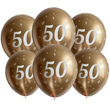 Latexballoons "50", goldene Chrom, 30cm, 50 Stk.