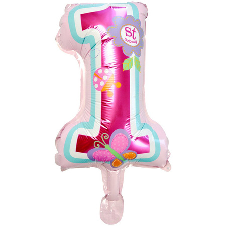 CYFRA 1 für ein Jahr - Folienballon 33 cm - Rosa