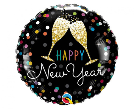 Runder Folienballon "Happy New Year", 46 cm