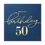 Happy Birthday napkins 50 navy blue 10 pcs.