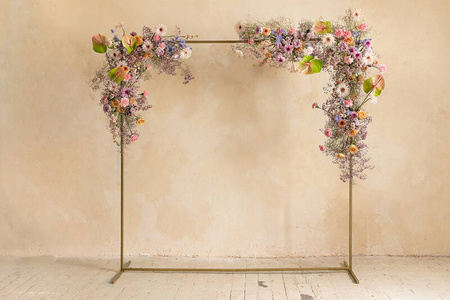 Backdrop stand, frame, gold, 200x200 cm