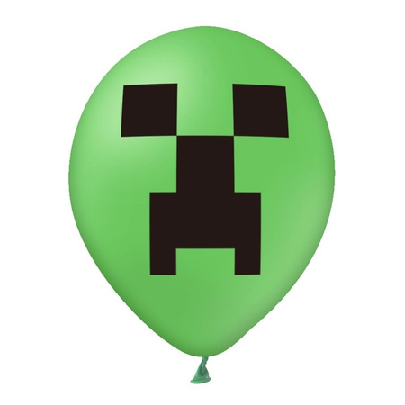 A set of green balloons with a minecraft print, 12pcs, 30cm.