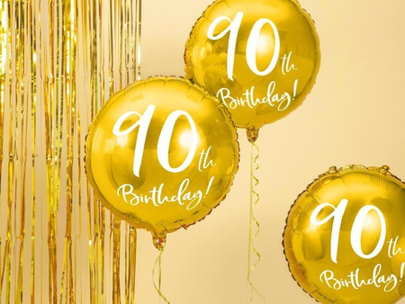 Folienballon, 90. Geburtstag, Gold, 45 cm