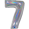 Folienballon Nummer 7, Silber holographisch 102 cm Grabo