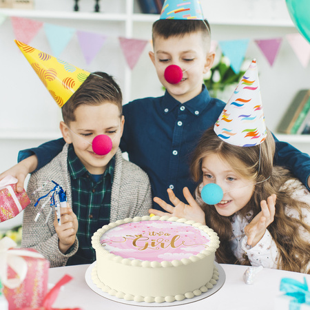 Opłatek na tort Baby Shower Girl okrągły 20 cm premium, wegański, bezglutenowy, wycięty
