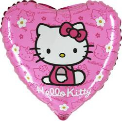 Balon Foliowy Serce Hello Kitty różowe- 46 cm