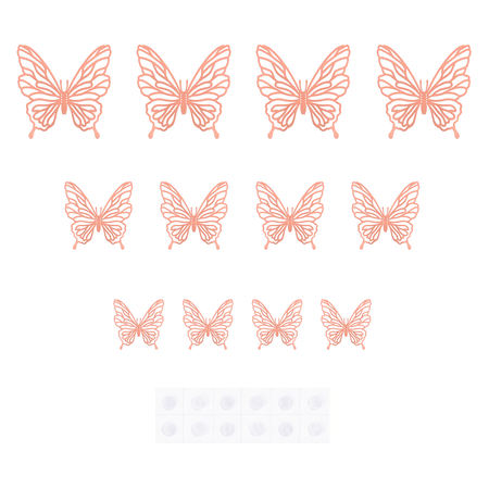 Wall stickers 3D Lacy rose gold Butterflies 12 pieces