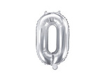 Foil balloon digit 0, 35cm, silver