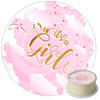 Baby Shower Girl Tortenaufleger rund 20 cm premium, vegan, glutenfrei, zugeschnitten