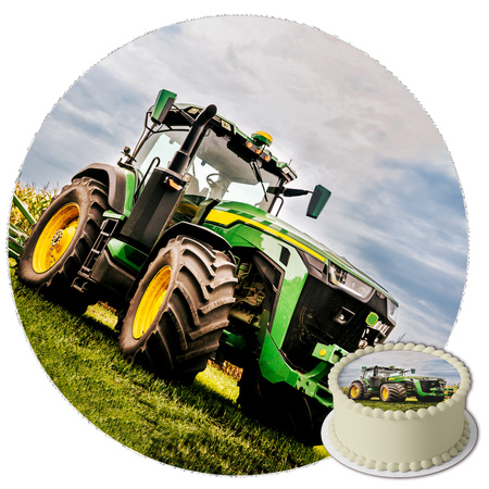 Traktor Tortenaufleger rund 20 cm premium, vegan, glutenfrei, zugeschnitten