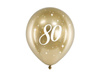 Glossy balloons 80th birthday, golden chrome, 30cm, 6 pcs