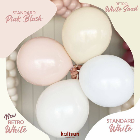 Balony lateksowe Kalisan Retro White, biały, 30cm, 100 szt.