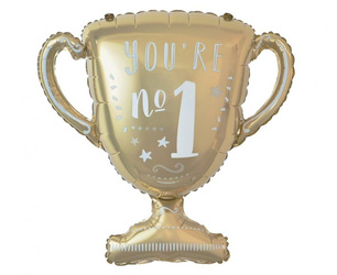 Folienballon Goldener Pokal, "You're No 1", 79x78 cm