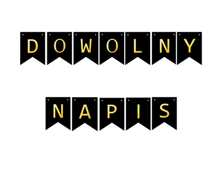 Personalisierter Banner, Girlande, schwarze Flaggen mit personalisiertem Schriftzug, schwarz-gold, DEIN SCHRIFTZUG