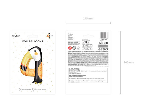 Foil balloon Number 4 - Toucan, 91 cm