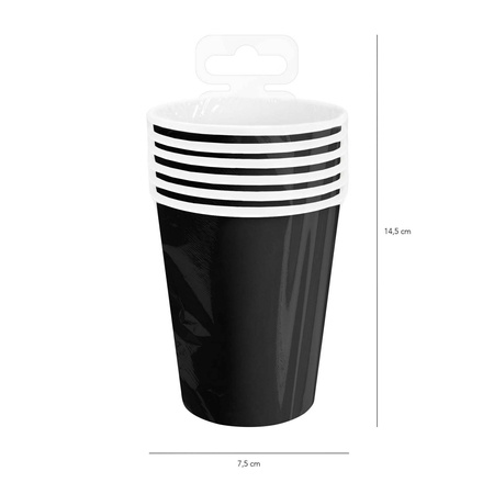 Black paper cups, 200 ml, 6 pcs.