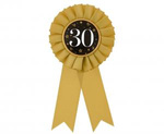 Rosette for 30th Birthday, Anniversary gold-black, 8 cm