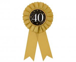 Rosette for 40th Birthday, Anniversary gold-black, 8 cm