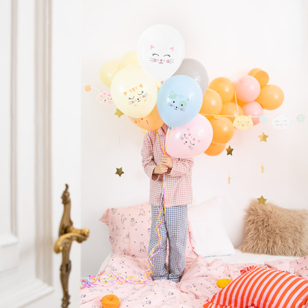 Balony lateksowe Kotki, kolorowe, 30 cm, 6szt.